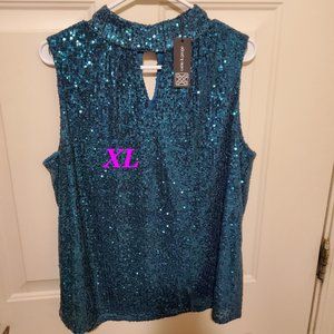 Teal Sequin Top